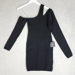 NEW Lulus Sweater Dress Women's Medium One Shoulder Black Knit Sexy Cocktail